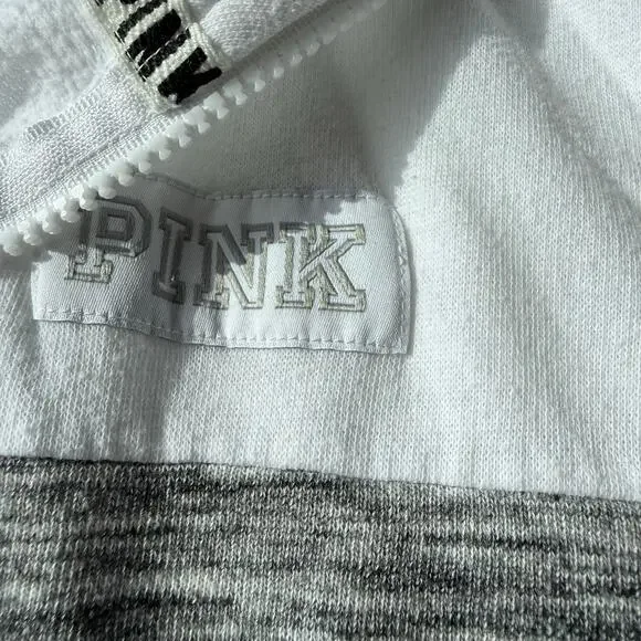 love pink by Victoria secret ¾ zip white black and grey long sleeved sweatshirt - Picture 3 of 4